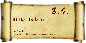 Blitz Iván névjegykártya